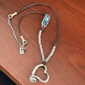 Uno de 50 - Silver Heart Pendant Necklace with Blue Accent
